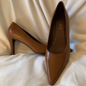 Lauren Ralph Lauren cognac leather heeled pumps